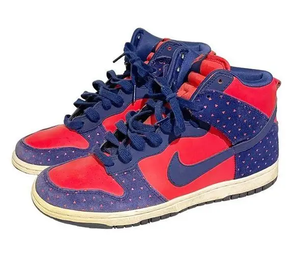 Nike  Size 9 Dunk Hi Skinny Print Hyper Red Royal Blue Sail 543242-600 Sneaker