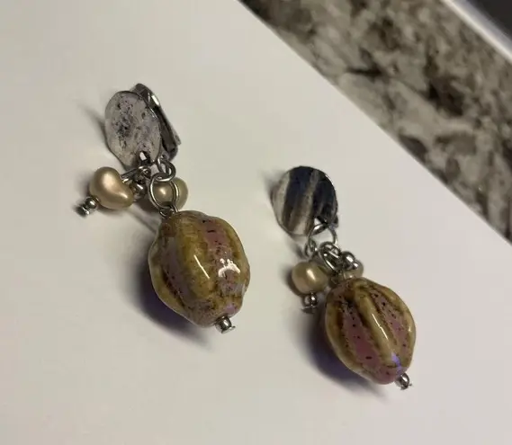 Ceramic Bead Dangle Drop Clip On Clip