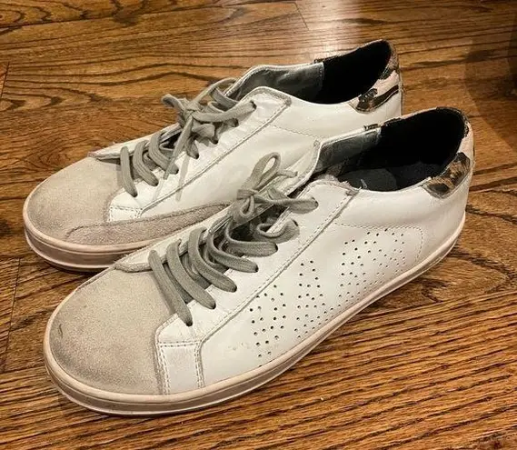 P448 Cheetah White Sneakers with Suede Upper Low-Top Design and Rubber Sole