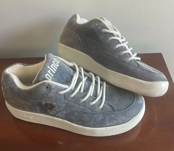Prince Blue Suede Tennis Shoes Sneakers Size 8W Cute Chunky Sole