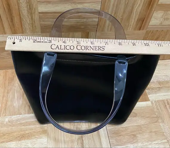 LAMARTHE Black Leather Clear Acrylic Handle HandBag Shoulder Bag