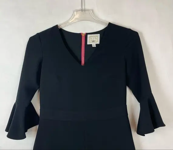 Sail To Sable STS Woman’s Size 4 Black Romper 3/4 Bell Sleeves Preppy