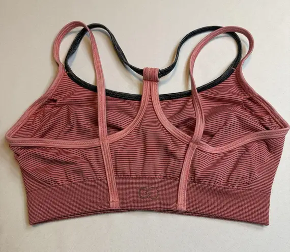 Calia By Carrie Underwood Pink/Black Gym Exercise Trendy Cross Back Sports Bra L Pink Size L