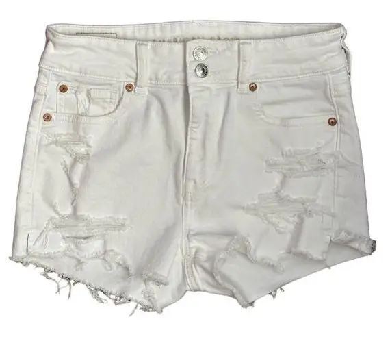 American Eagle  Super High Rise Shortie Women's 4 White Distressed Summer Denim