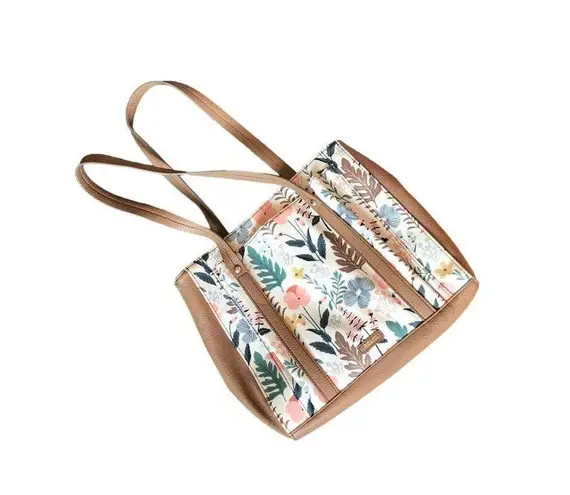 Relic  White and Brown Floral Shoulder Purse