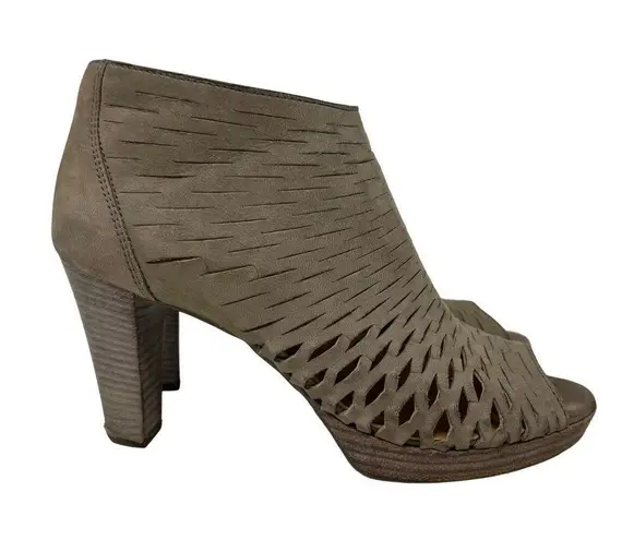 Paul Green Munchen Leather Perforated Peep Toe Heeled Booties