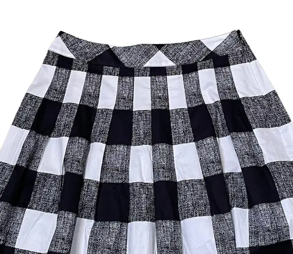 Talbots  Womens Pleated Petite Skirt Size 4P Black White Check Stretch 28" Waist