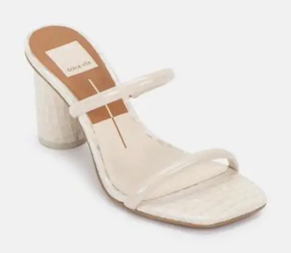 Dolce Vita Noles Croc Double Strap High Heels Block Heel Slip On Ivory Size 9