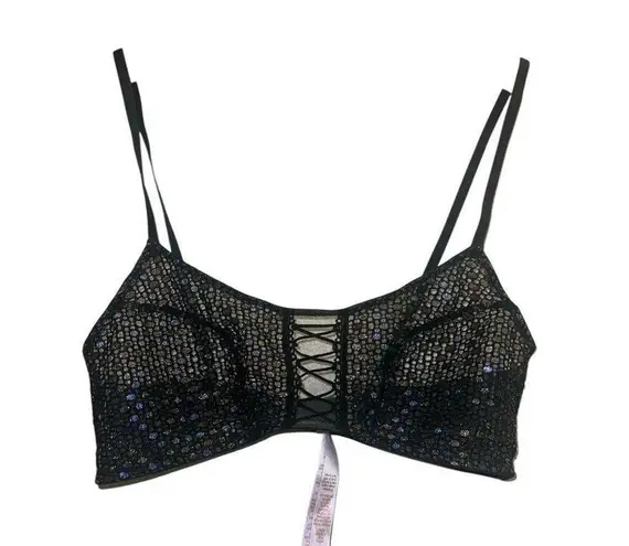✨Savage X Fenty DISCO LACE UP SZ MEDIUM BRALETTE✨ Black