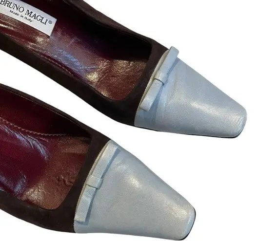 Bruno Magli Two Tone Suede Leather Dress Pump Blue Size 7