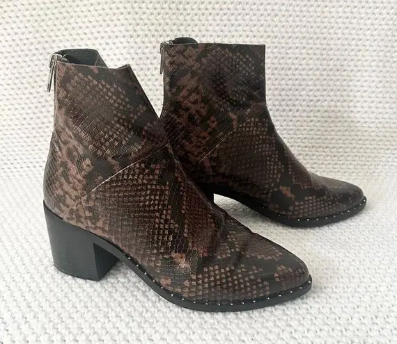 Treasure & Bond Nordstrom Farrah Brown Faux Snake Western Stud Ankle Boots 6.5