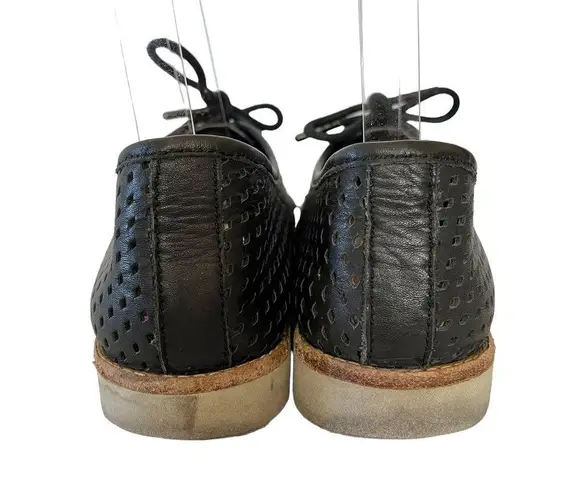 Rollie Australia Derby Punch Black Perforated Leather Lightweight Oxford Shoes