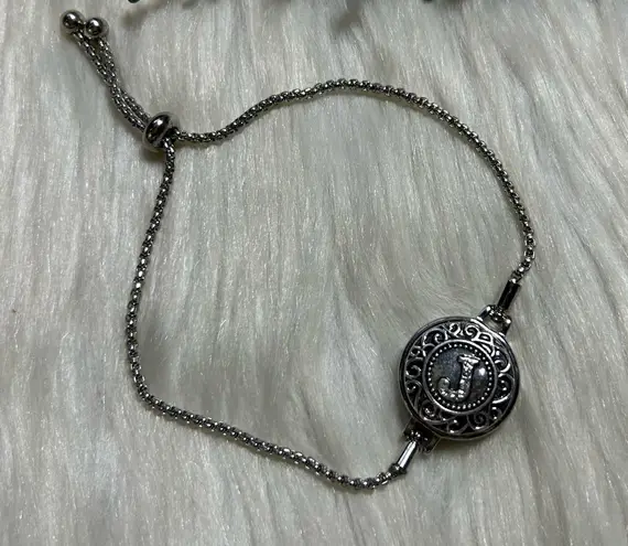 Monogram J snap button adjustable bracelet Silver