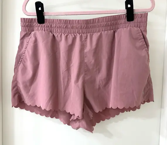 JoyLab Dusty Pink Rose Scalloped Hem Athletic Running Shorts, Size XL