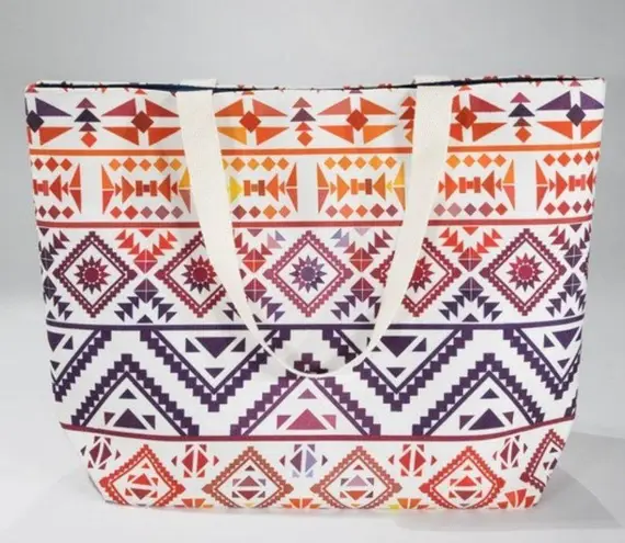 Vibrant ETHNIC PRINT TOTE WITH SHOULDER STRAPS
