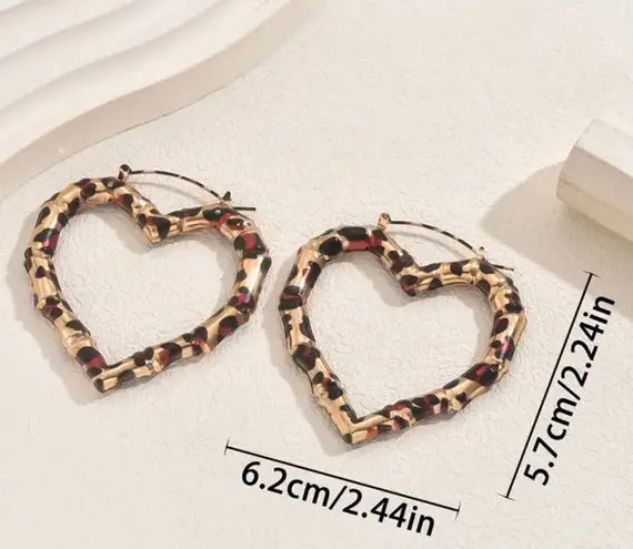 Leopard Print Heart Hoop Earrings – Trendy Animal Print Statement Jewelry Multi