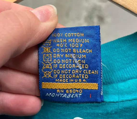 Ocean Pacific OP Vintage 90s Teal Blue Single Stitch Surfer Map Graphic Tee M