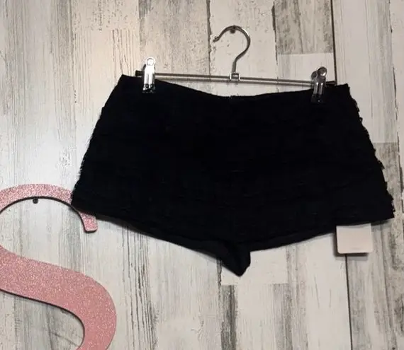 Musera Black Ruffle Lace Shorts XS – Layered Mini Shorts, Stretch Waist, Dressy