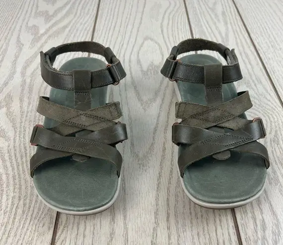 Merrell Kalari Shaw Adjustable Strap Leather Sandal Shoes US8 Olive Green