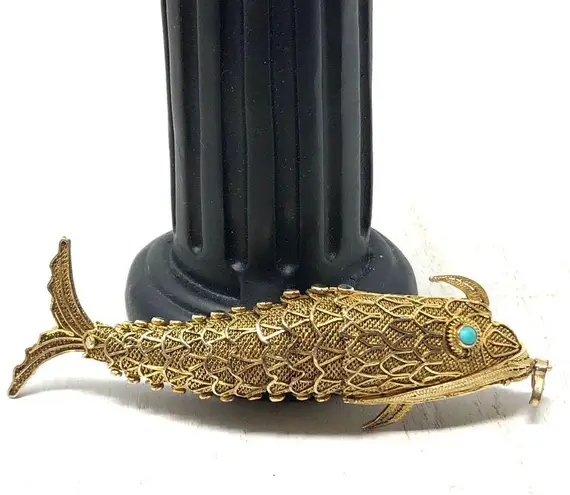 Antique Koi fish pendant, Art Deco 1930s Gold