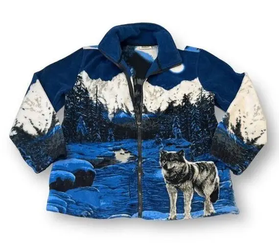 Collections Etc. Wolf Fleece Full Zip Jacket Size Large