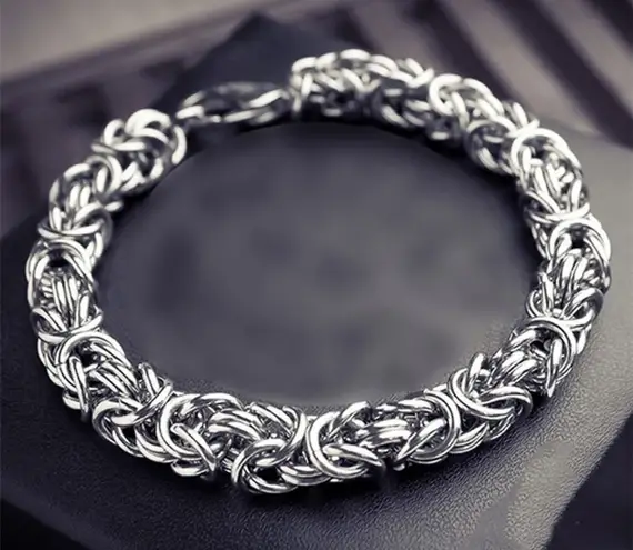Link Chain Bracelet for Men Women,Streetwear Punk Hip Hop Unisex Bracelet Silver