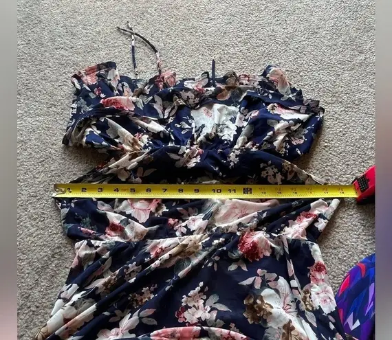 Siren Lily 2/$12 Women’s Maternity Pink Navy Floral Sheer Stretchy Top Size M