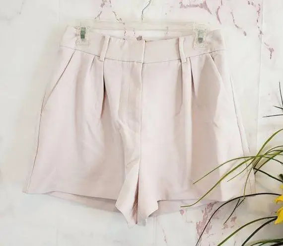 BCBGMAXAZRIA  High-Waisted Pleated Belted Light Pink Shorts