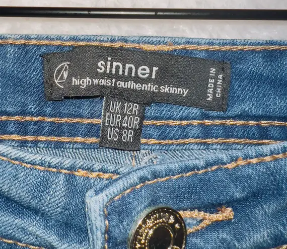 Missguided Light Wash Denim Distressed Sinner High Rise Authentic Skinny Jeans