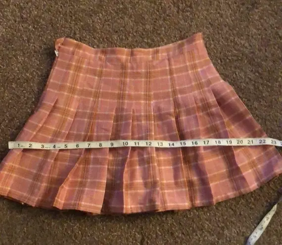 Pink plaid pleated high waist school girl skirt size small
