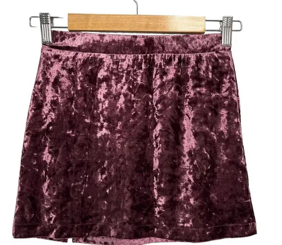 Abound New Nordstrom  Crushed Velvet Velour Mini Retro 90s Y2K Skirt Burgundy XS