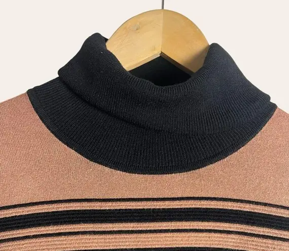 Toccin Blake Striped Ribbed Black Brown Turtleneck Sweater Dress Size S