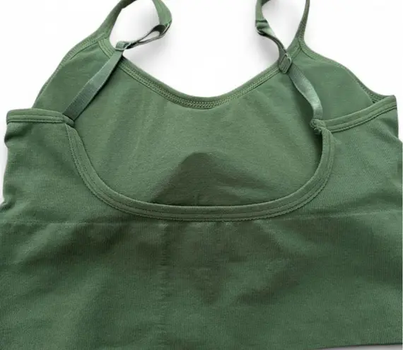 Olive Green Minimalist Sports Bra with Adjustable Straps