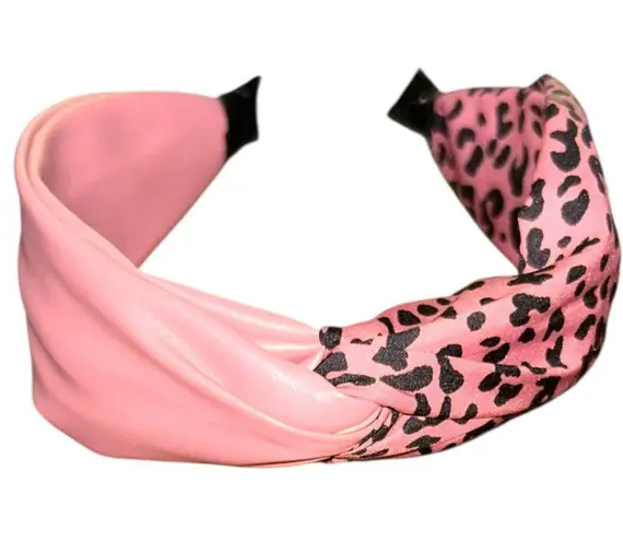 Pink Vegan Leather Bohemian Animal Cheetah Print Knotted Summer Headband NEW