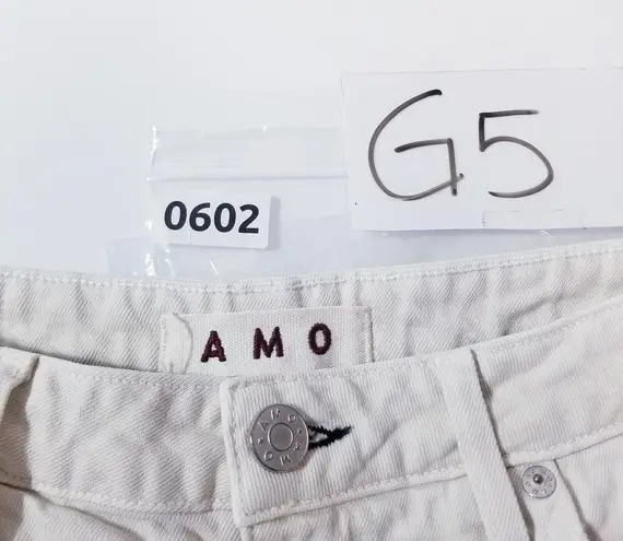 AMO Jeans Bella Vintage White Frayed Hem High Rise Denim Size 29