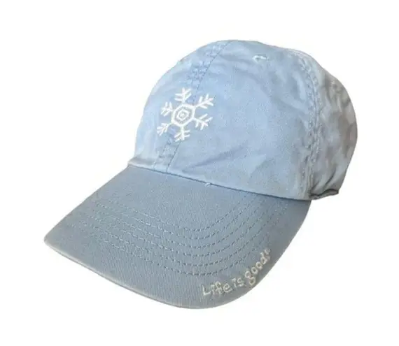 Life is Good Snowflake light Blue Hat Ball Cap Baseball Cap Snap Back OS