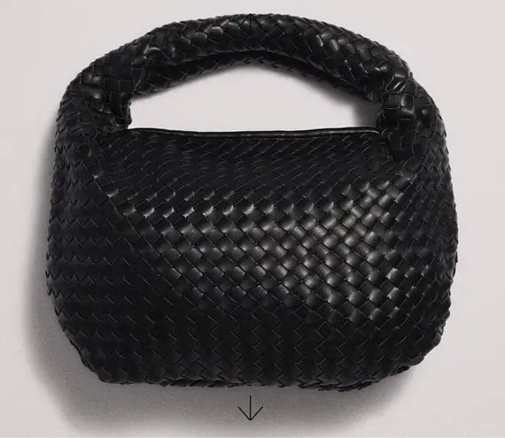 NA-KD Woven Rounded Bag Purse Black Faux Leather