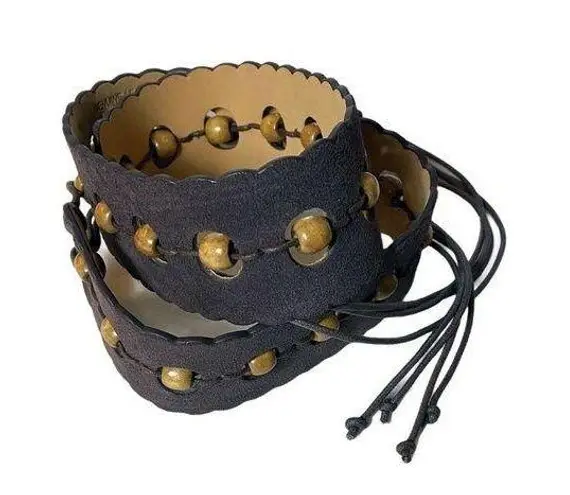 WORTH NEW YORK Brown Belt Rootbeer Suede Contrast Bead Tie Boho 2 x 31 Small NWT