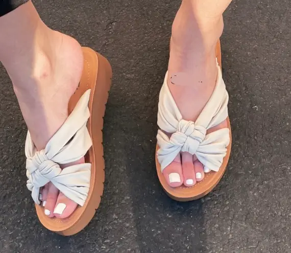 Off White Knot Wedge Sandal Size 6