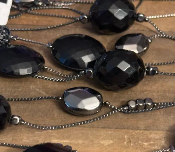 New York And Company long double strand stationed bead necklace