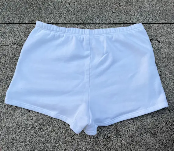 Aritzia TNA Cozy Fleece Perfect Hi-Rise 3” White Sweatshorts