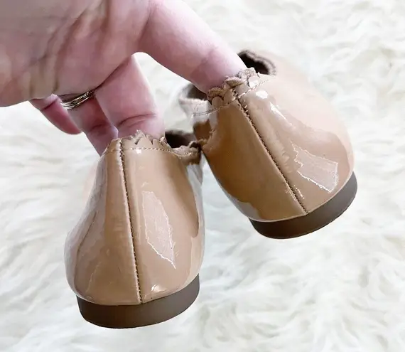 Louise et Cie Caynlee Tan Patent Leather Scallop Edge Ballet Flats