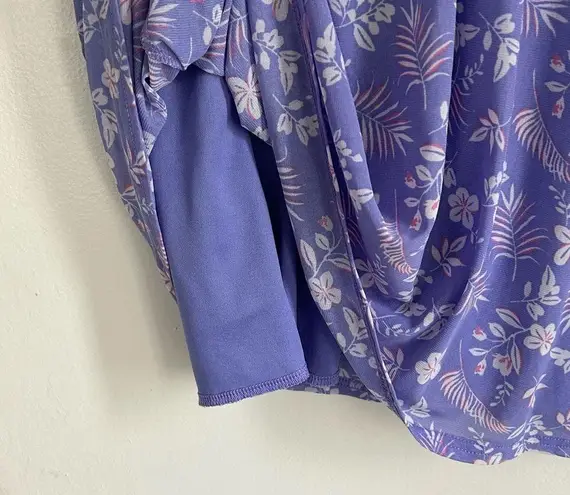 Luna Purple Floral High Neck Flowy Ruffle Dress L