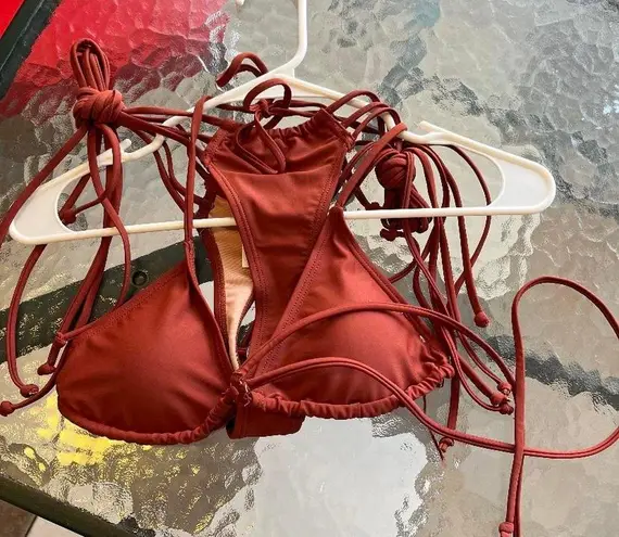Red String Thong Bikini Size M