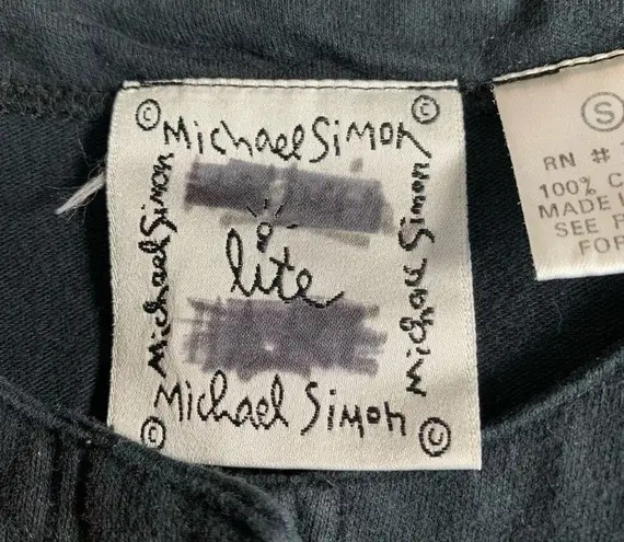 Vintage 90s Michael Simon Lite Cardigan Black Long Sleeve Colorful Butterfly