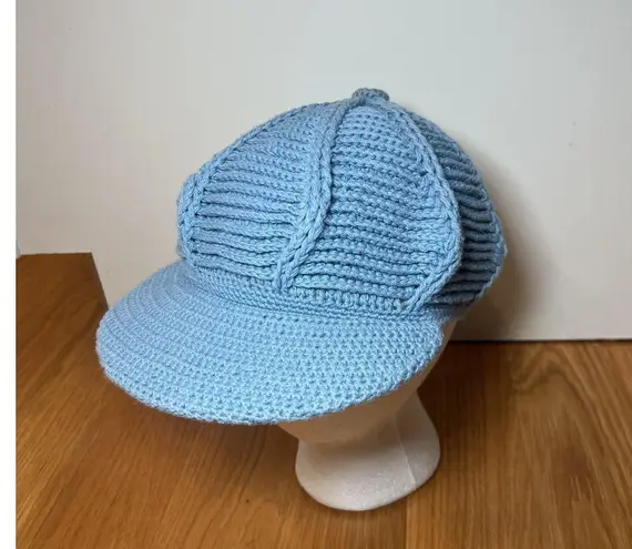 Hat Cap Strap Back One Size Blue Knit Cotton Baseball Style Mens Womens