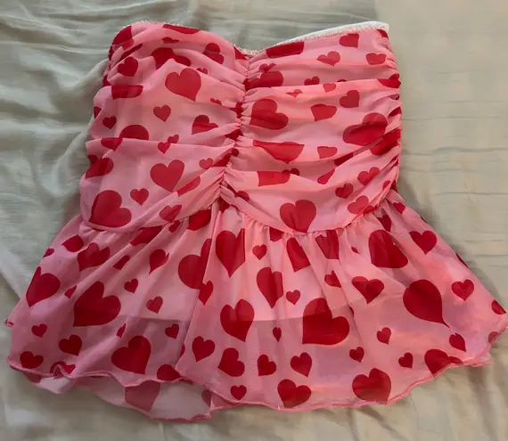 Barbiecore Pink Red Hearts Skirt Size L