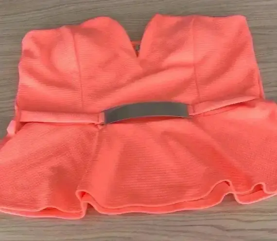 🆕Celine Plus Size Neon Tube Textured Peplum Ruffle Hem Top 3X🆕 Orange