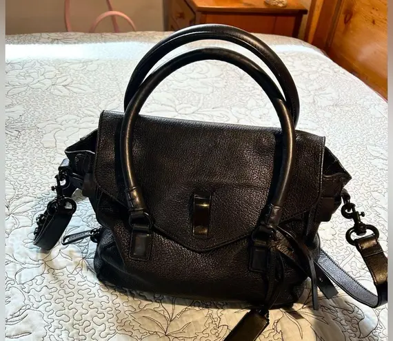 JOY GRYSON Nyla Black Supple Pebbled Leather Purse/Satchel/Crossbody Bag