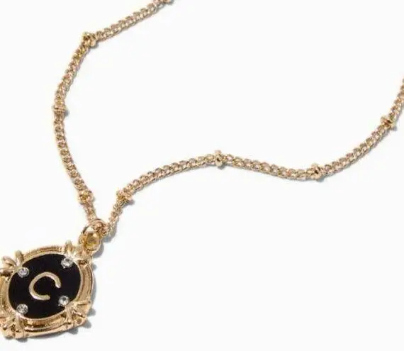 Icing Antiqued Medallion Initial C Pendant Necklace Gold
